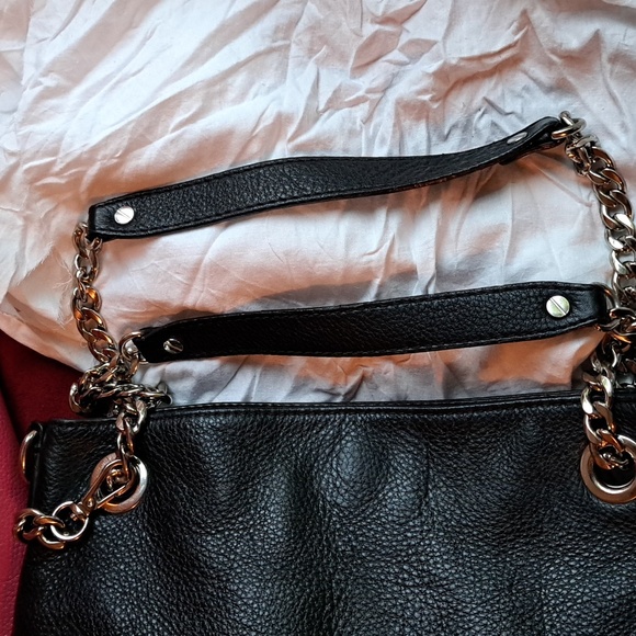 🎆SALE Michael Kors Black Pebble Leather SILVER Hardware Shoulder bag - Picture 13 of 16